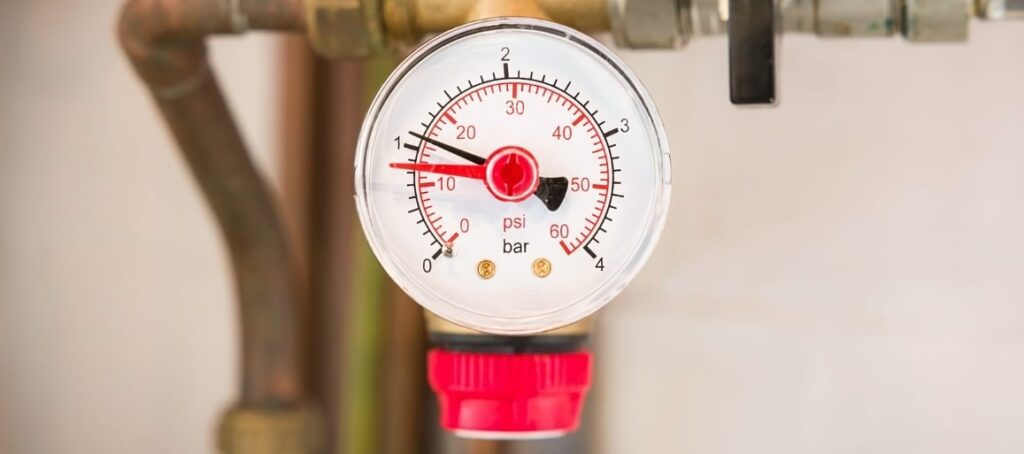 A boiler pressure gauge