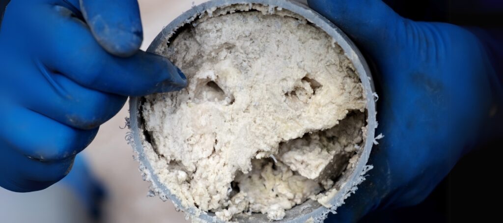 a blocked pipe in need of powerflushing