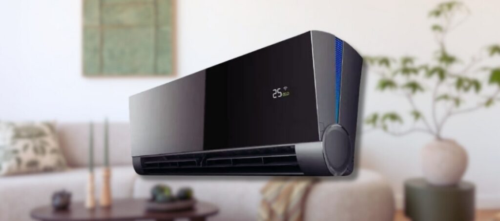 An air con unit as installed by ECS plumbing and heating